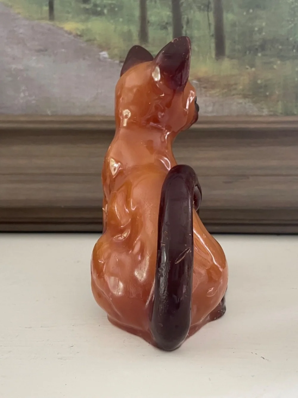 Vintage Siamese Cat Wax Candle Figurine MCM Feline Decor Brown Retro Cat-lover